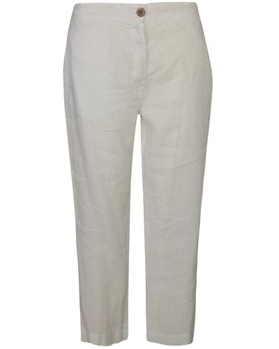 Haris Cotton High Waisted Linen -blend Trousers With External Pockets - Grey