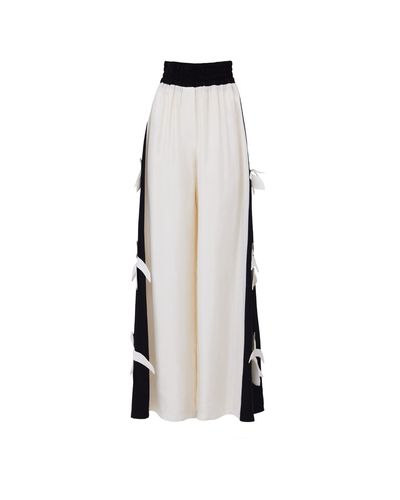 Julia Allert High-waisted Palazzo Trousers White Black - Multicolour