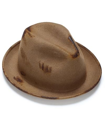 Justine Hats Fedora Hat With Handmade Texture - Brown