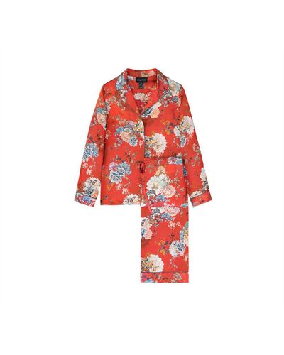 Meng Silk Satin Pyjama Set - Red