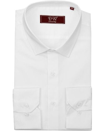 DAVID WEJ Classic Collar Button Cuff Poplin Shirt – - White