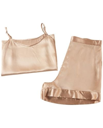 Soft Strokes Silk Neutrals Pure Mulberry Silk Camisole And Shorts Set - Natural