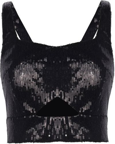 Madebyza Sequinned Cut Out Top - Black