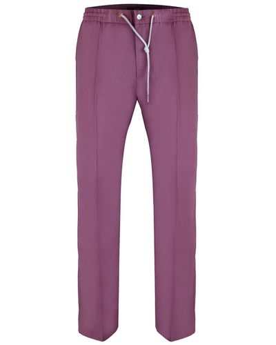 DAVID WEJ Kingston Linen Blend Trousers – Rouge - Purple