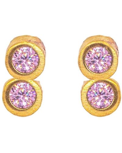 Lily Flo Jewellery Disco Dot Pink Sapphire Double Studs