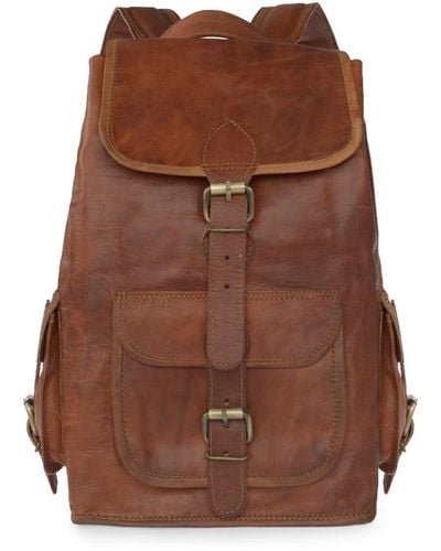 VIDA VIDA Vida Vintage Classic Leather Backpack - Brown