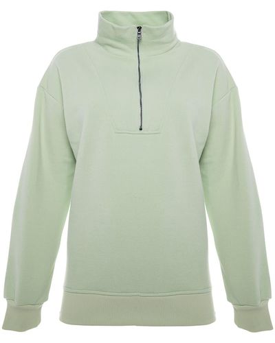 Bee & Alpaca Zipped Neck Sweatshirt - Green