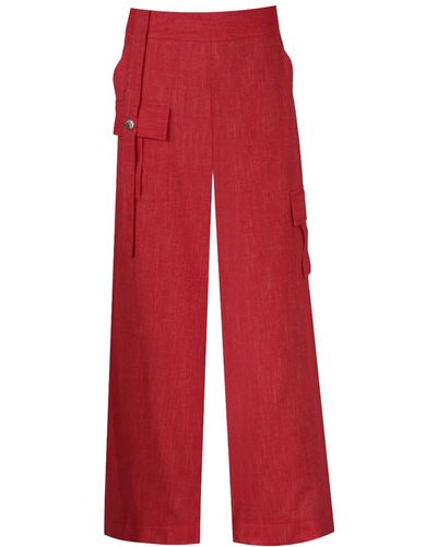 Mirimalist Flame Wide Leg Trousers - Red