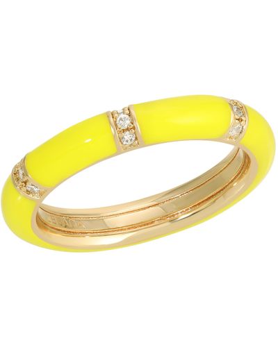 Leeada Jewelry Lamill Enamel Stacking Ring - Yellow