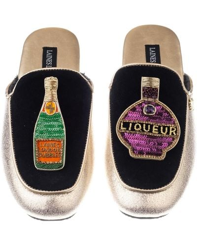 Laines London Classic Mules With Champagne Cocktail Brooches - Multicolour