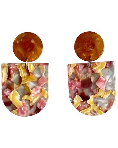 CLOSET REHAB Tab Drop Earrings In Young, Wild & Me - Orange
