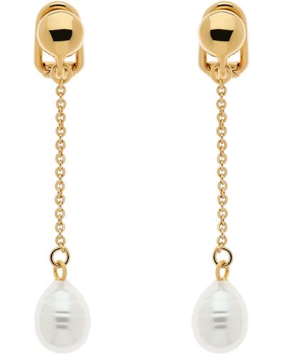 Emma Holland Jewellery Baroque Pearl On Gold Drop Clip Earrings - Metallic