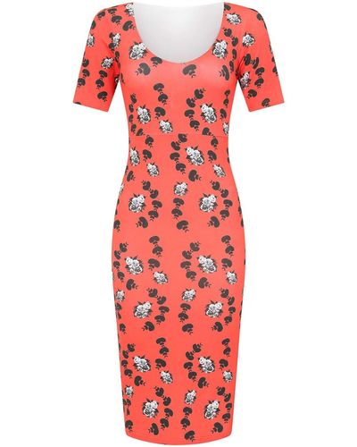 Sophie Cameron Davies Floral Cotton Midi Dress - Red