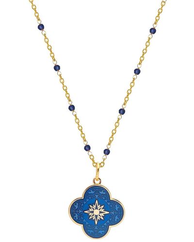 Mirabelle Fancy Sapphire Rosary With Petal Star Cross Enamel Medal Royal - Blue