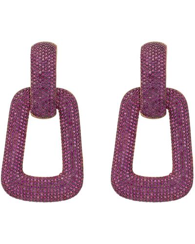 LÁTELITA London Geo Trapezoid Link Drop Earrings Rosegold Ruby Cz - Purple