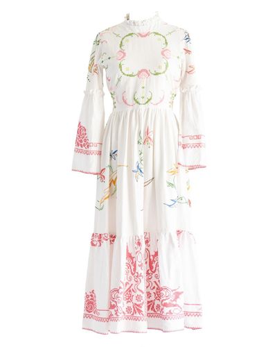Sugar Cream Vintage Re-design Upcycled Floral Harmony Maxi Dress - Pink