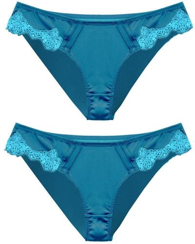 Tallulah Love Two X Opulent Lace In Peacock Briefs - Blue