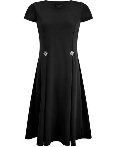 James Lakeland Cap Sleeve Button Midi Dress - Black