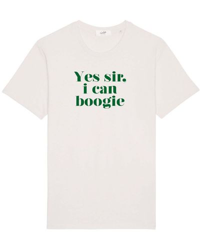 Fanclub Neutrals Yes Sir I Can Boogie Oversized Retro Slogan T-shirt - White