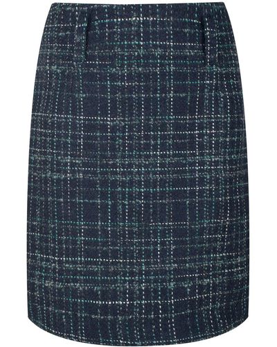 Conquista Check Wool Coat Fabric Mini Skirt - Blue
