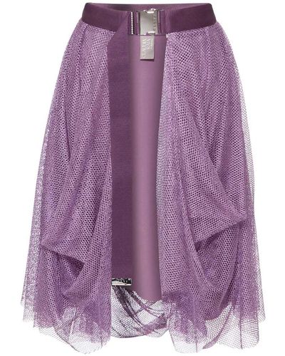 Balletto Athleisure Couture Metallized Mesh Screen And Boucle Belt Skirt - Purple