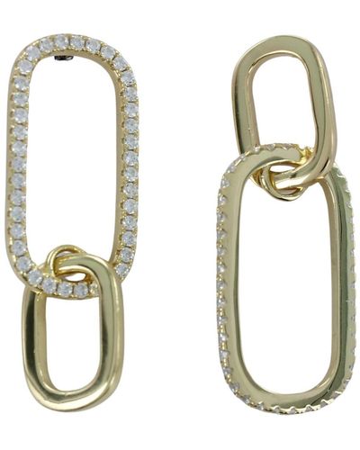 Reeves & Reeves Sparkly Gold Plate Paperclip Earrings - Metallic