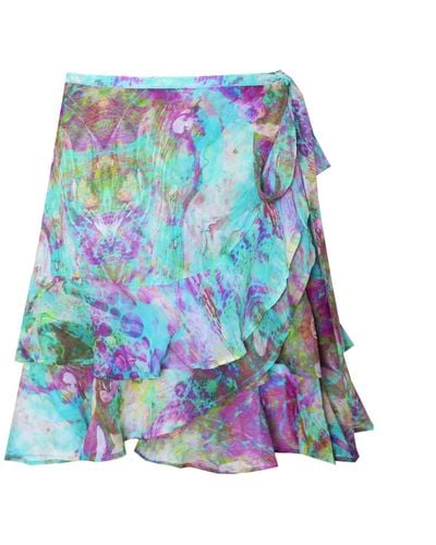 Sophia Alexia Liquid Rainbow Tahiti Skirt Cover Up - Blue