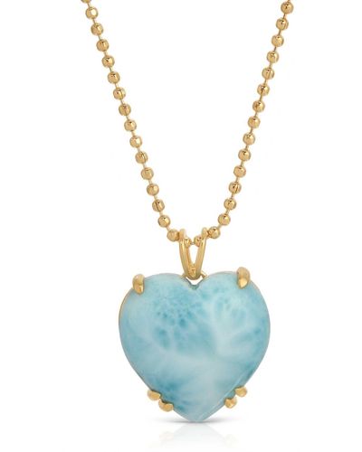 Glamrocks Jewelry Larimar Puffy Heart Necklace - Blue