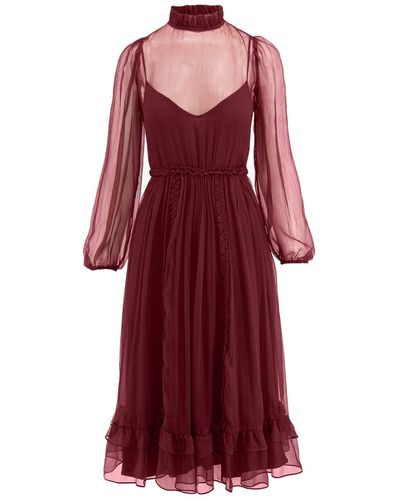 Framboise Majesty Midi Dress - Red
