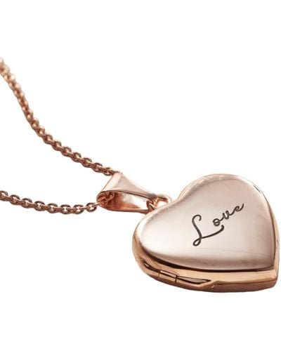 Posh Totty Designs Rose Gold Plated Script 'love' Heart Locket Necklace - Pink