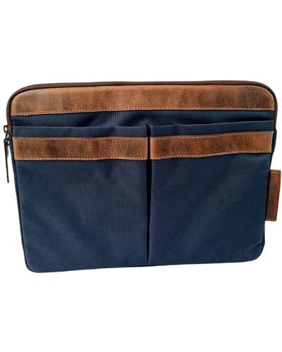 VIDA VIDA Leather Trim Laptop Travel Pouch - Blue