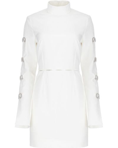 MOOS STUDIO Bow-embellished Crepe Mini Dress - White