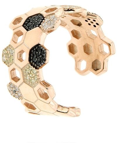 Cosanuova Rose Gold Plated Sterling Silver Honeycomb Bee Ring - Metallic