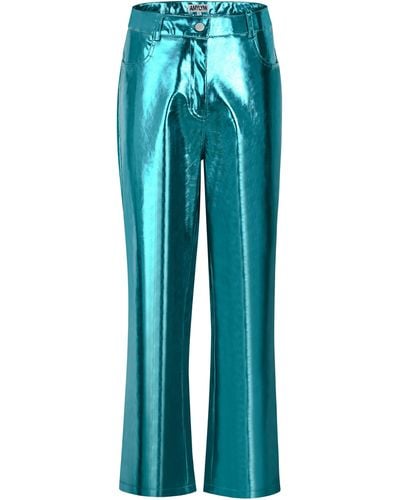 Amy Lynn Lupe Metallic Vegan Leather Pants - Blue