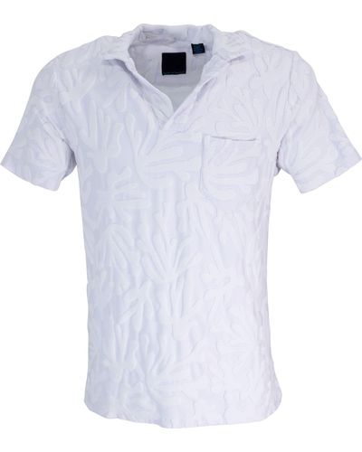 lords of harlech Johnny Coral Towel Polo Shirt - White