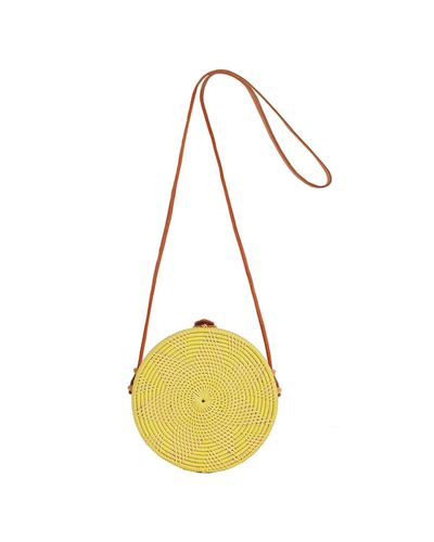 Betsy & Floss Cape Round Basket Bag In Yellow - Metallic