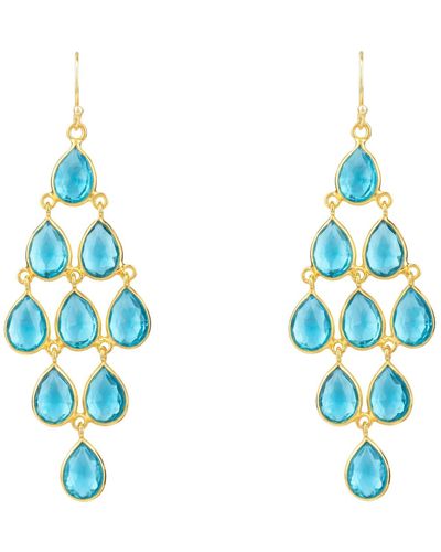 LÁTELITA London Erviola Gemstone Cascade Earrings Gold Blue Topaz