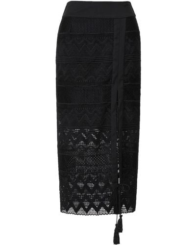 Smart and Joy Geometrical Lace Midi Skirt - Black