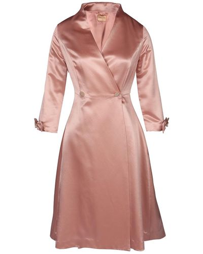 Santinni 'astor' 100% Wool & Silk Dress Coat In Rosa - Pink