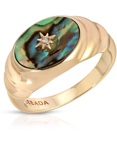 Leeada Jewelry Aurora Signet Ring - Metallic