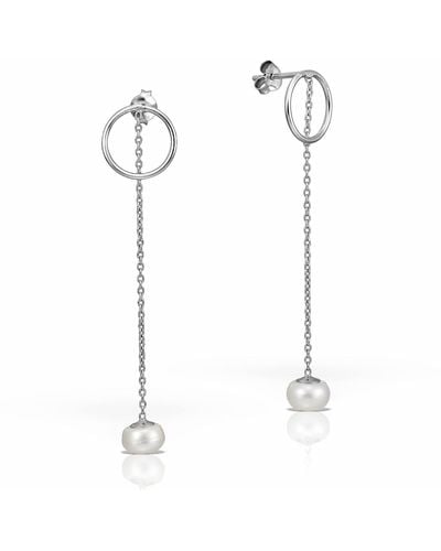 Elle Macpherson Chain Pearls Earrings, Sterling Silver - White