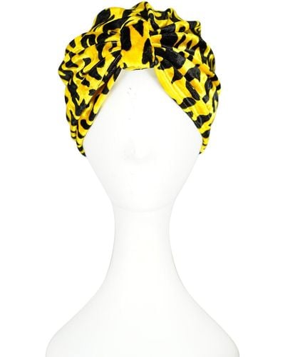 Jennafer Grace Vanya Gold Leopard Turban - Yellow