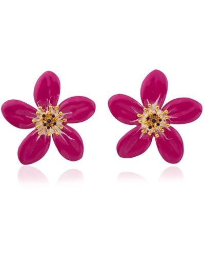 Milou Jewelry Raspberry Pink Periwinkle Flower Earrings