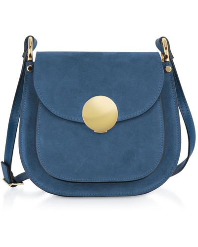 Le Parmentier Agave Suede & Smooth Leather Shoulder Bag - Blue