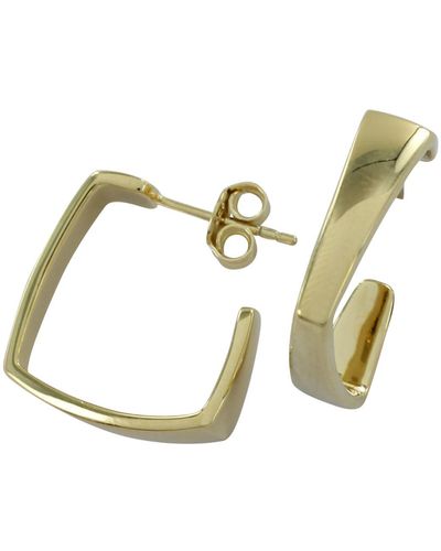 Reeves & Reeves Edgy Gold Plate Hoop Earrings - Metallic