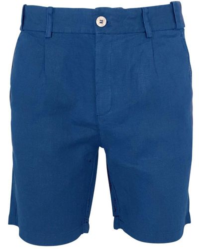 Haris Cotton Linen Bermuda Shorts - Blue