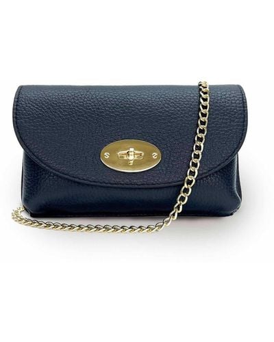 Apatchy London The Mila Navy Leather Phone Bag - Blue