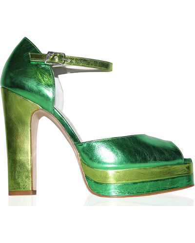 Terry De Havilland Lena Vintage Platform Block Heel - Green