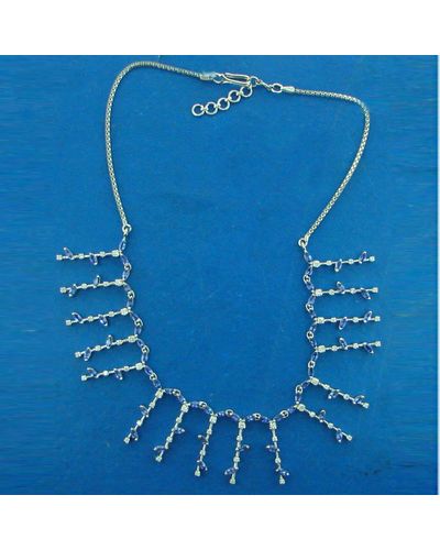 Artisan 18k Gold Brilliant Diamond & Marquise Shape Blue Sapphire Choker Necklace