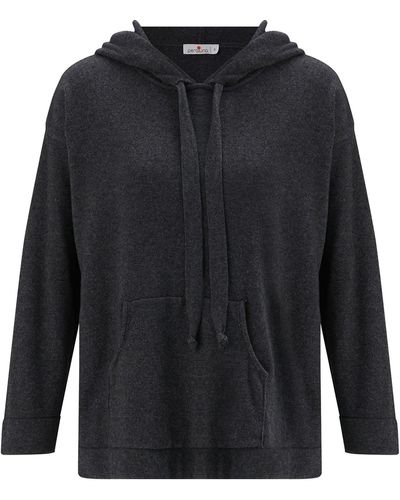 Peraluna Cashmere Blend Knit Hoodie Pullover Sweater - Black